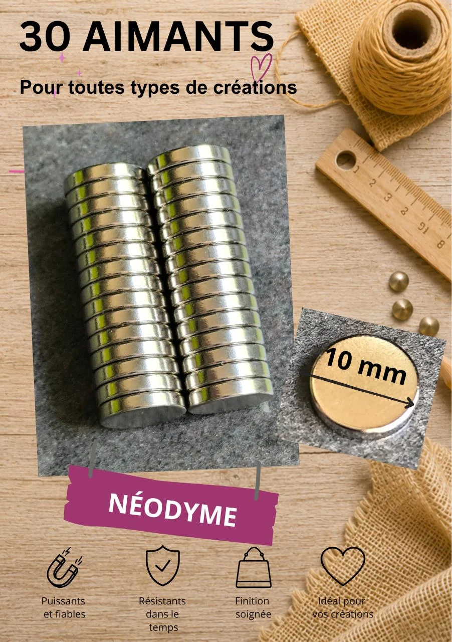 Lot de 30 aimants très puissants neodyme neuf